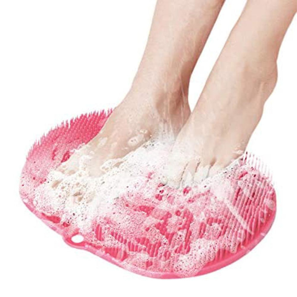 Fotskrubbmassageapparat, akupressurmatta med halkfria sugkoppar - rosa