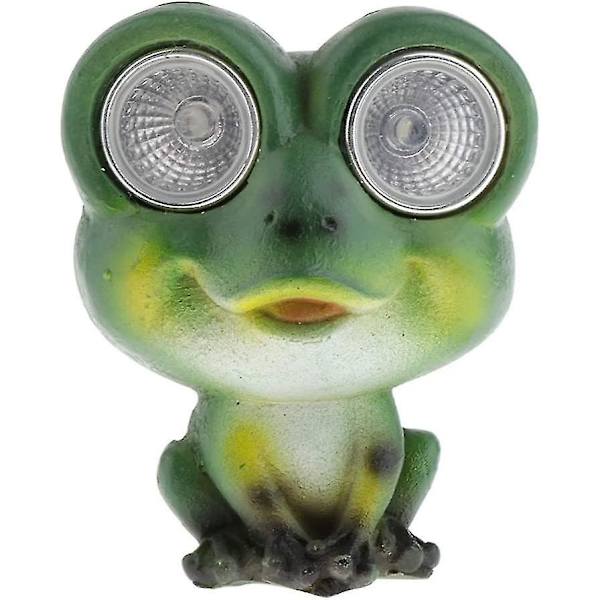 2 st Resin Grön Groda Staty, Solcellsbelysning Utomhus LED-Ljus Ögon Djur Staty
