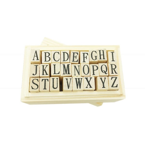 ABC-stämplar i trä 26 stycken Alfabetstämplar Alfabet Stämplar i trä för DIY-hantverk Scrapbooking (som visas på bilden)