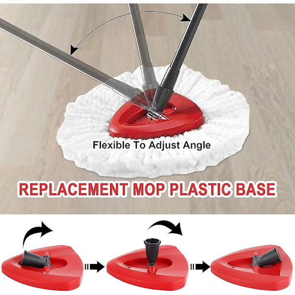 Rød Spin Mop Utskiftbar Base Hode For Viledas Mop, Triangle Spinning Mop Hode Disc For O-cedars Easywring & Cleaning Mop -plast Mop Hode Base Case
