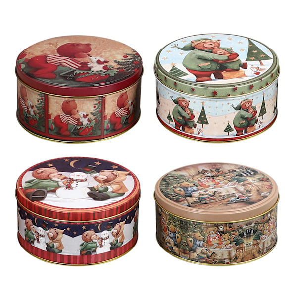 4-pak jule dåsekasse slik cookie opbevaringsboks cookie boks (blandet) (13.60X13.60X6.80CM, multi-farve)