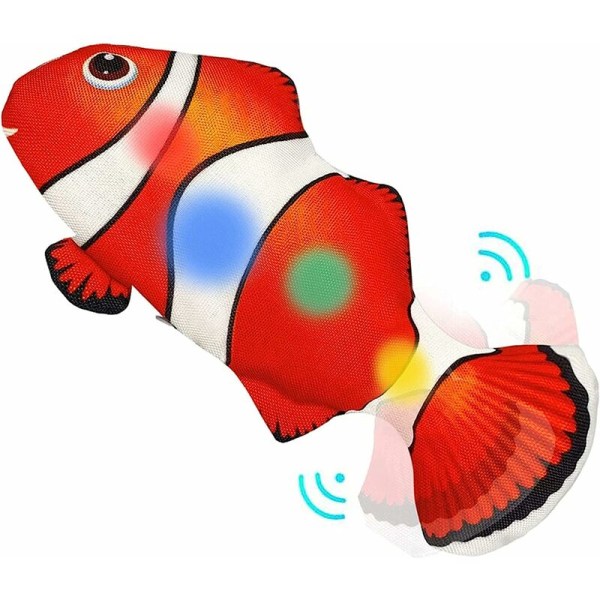 Katt leksaker, fisk leksak med kattmynta interaktiv fisk elektronisk katt leksaker rörlig simulering USB uppladdningsbar med kattmynta (clownfisk)
