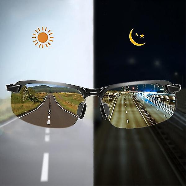 Polariserade fotokromatiska solglasögon för män Uv400 Driving Transition Lens Solglasögon（Gul nattseende）