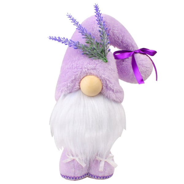 Gnome Ornament Plys Lang Hat Dejlig Form Held og lykke Dekorativ Bedårende Mors Dag Lilla Ansigtsløs Dukke Figur Hjemmeforsyning（Lilla）