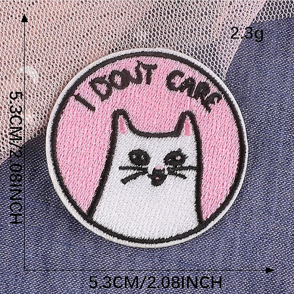 6 stk., Cat Love Letter, søde broderede stryge-på og sy-på patches til jakke, hat, rygsæk, jeans