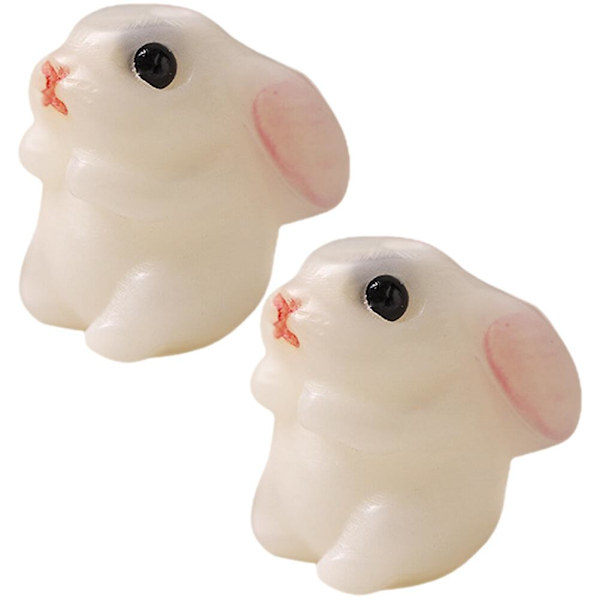 2-pack påskkaninberlocker kaninformsberlocker djurforms pärlor för hantverk smyckestillverkning (1,6X1,4cm, vit)