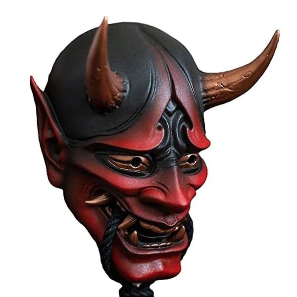 Japansk Samurai Oni Skrämmande latexmask Skräck Evil Demon Monster Bite Rep Full Face Cover Halloween Party Scen Performance Rekvisita