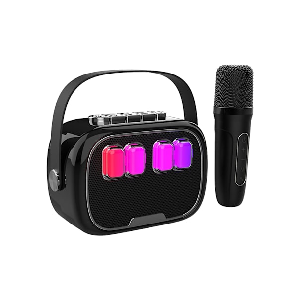 Handhållen sång och tal integrerad Bluetooth liten högtalare Mini handhållen bärbar utomhus familjesamling Karaoke verktyg FAN0474（Svart）