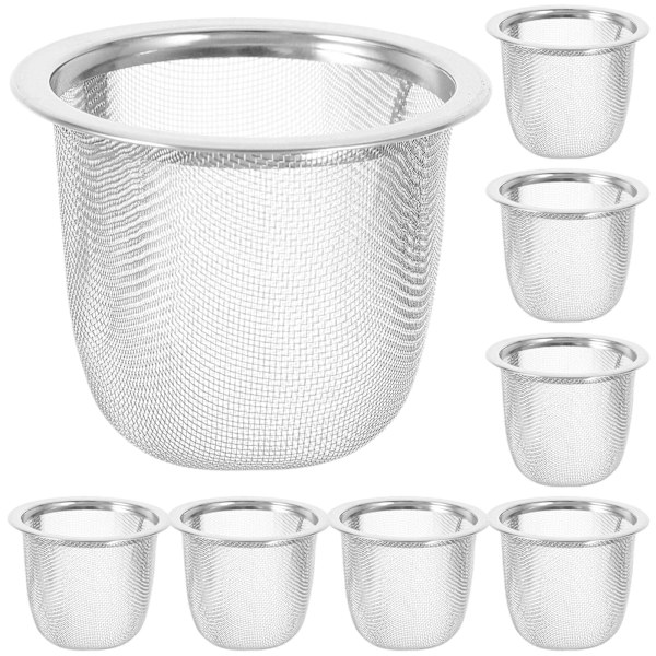 8-pak rustfrit stål te-si, metal te-infuser husholdning robust te-si (diameter 5,8 cm X højde 4 cm) (5,8X5cm, sølv)