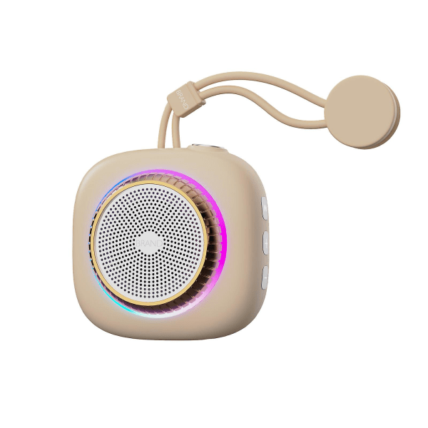 Bluetooth Audio Retro Kameraform Trådlösa Minihögtalare Surround Hifi-ljud Silikon Hängrep Unik modestil LED Färgglatt ljus（Beige）