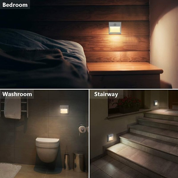 LED-nattlampa [2-pack], automatisk nattlampa med rörelsesensor