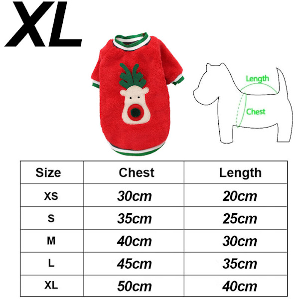Julkläder för husdjur, juldräkt för hund och katt (XL)