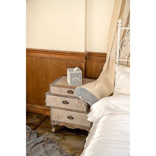 Servetthållare Boho Decor Kvadratisk Pappershållare Med Pärlspänne Makramé Servett Organizer