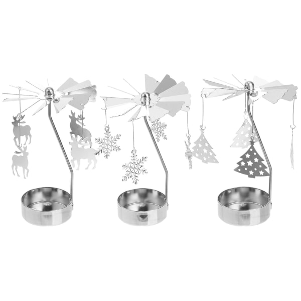 3-osainen set romanttisia kynttilänjalkoja metallisia kynttilänjalkoja pöytäkoristeita (13.00X8.00X8.00CM, hopea)