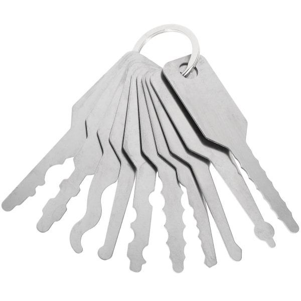 10 STK Nøgleværktøj Nøgle Blank nøgle Professionel nøgle Blank rustfrit stål strukturnøgle (7,4X1,8 cm, sølv)