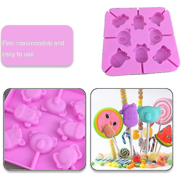 Kaka Pops Form Silikon Lollipop Bakform Cartoon Djur Lollipop Form För Lollipop Bakning Tårta Gele Choklad Kök(slumpmässig Färg)-YGWL