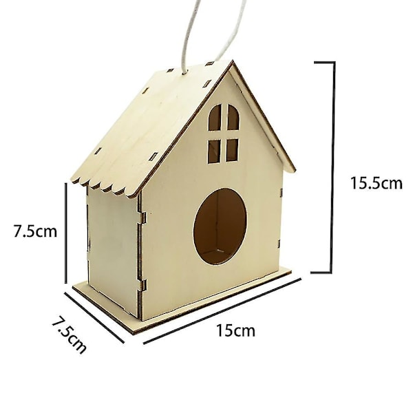 Hantverk för barn i åldrarna 4-8 - Pack Diy Bird House Kit - Bygg och måla fågelholk（2）