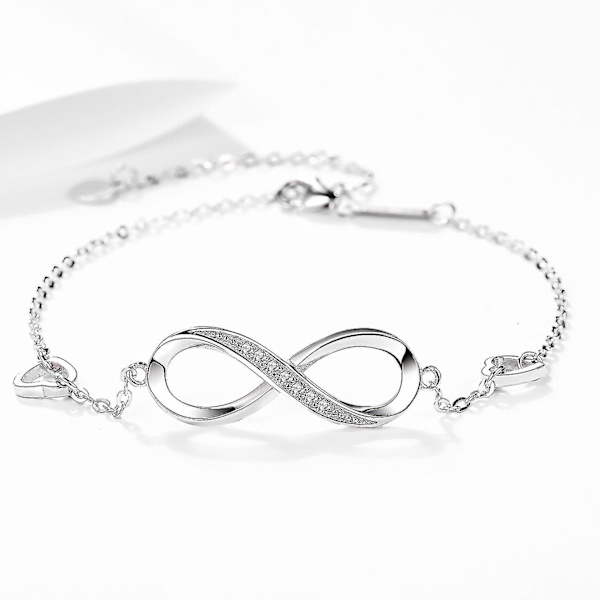 Dam Infinity Infinity Symbol Hjärta Armband 925 Sterling Silver Cubic Present, JXLGV