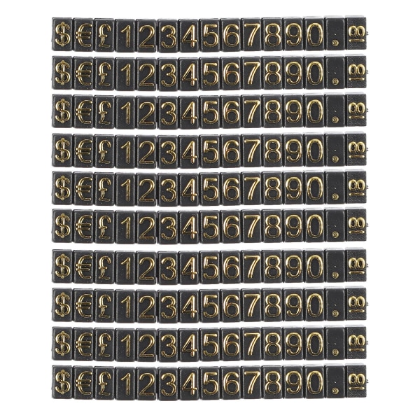 10-pak prisseddel display plade nummer display prisseddel butik pris display etiket (7X0.5CM, guld)
