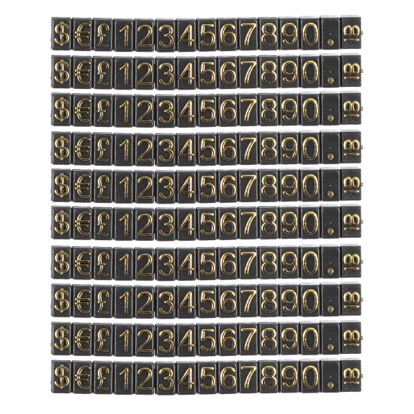 10-pak prisskilt displayplade nummer display prisskilt butik pris display label (7X0,5 cm, guld)