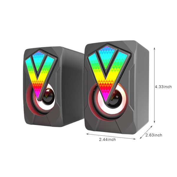 Den nya datorn RGB Glowing Speaker Multimedia Desktop Game Mini Wired USB Audio System är utsökt och kompakt, med klar ljudkvalitet（Svart）