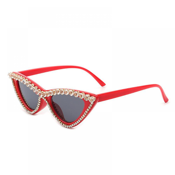 Överdimensionerade Cat Eye Solglasögon Kattglasögon Retro Cat Eye Solglasögon Strass Kristall Glitter Dam Hantverk Strass Pärla Plast Ram