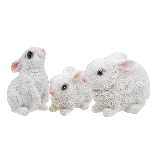 3-pack miniatyrkanin prydnader i harts - söta påskprydnader (6X4.5X4CM, vit)