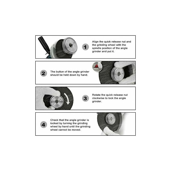 Snabbspännmutter M14, för alla vinkelslipar AEG, Black & Decker, Dewalt, Flex, Hitachi, Metabo, Makita etc. (1x spännmutter)