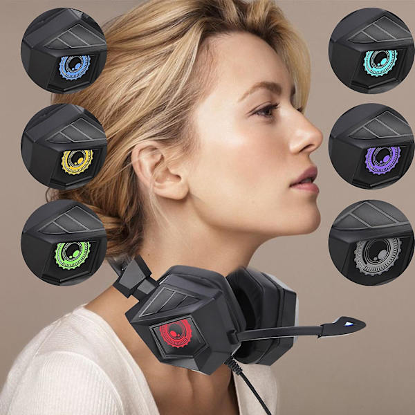 Gaming-headset med surroundljud och brusreducerande mikrofon (A)