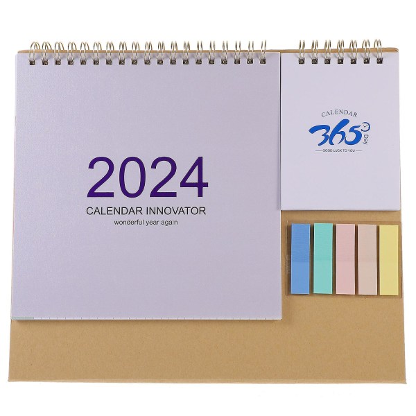 Moderni pöytäkalenteri, yksinkertainen pöytäkalenteri paperikalenteri, päivittäinen toimistokalenteri (25.50X21.50X1.50CM, violetti)