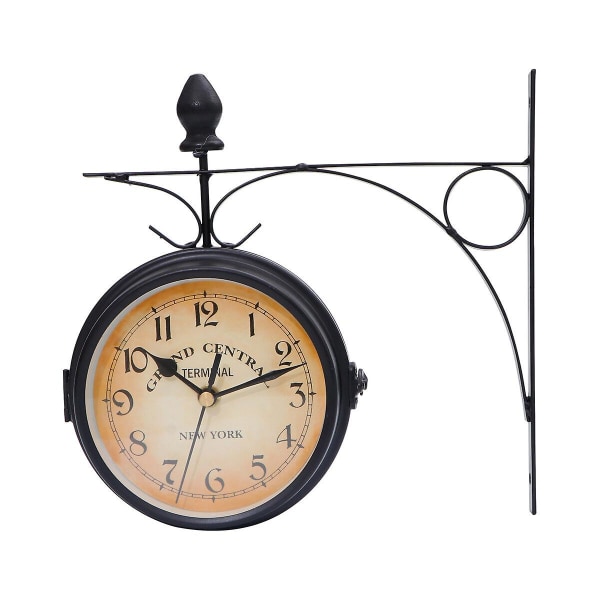 Eurooppalainen kaksipuolinen seinäkello luova klassinen yksivärinen kello (musta)