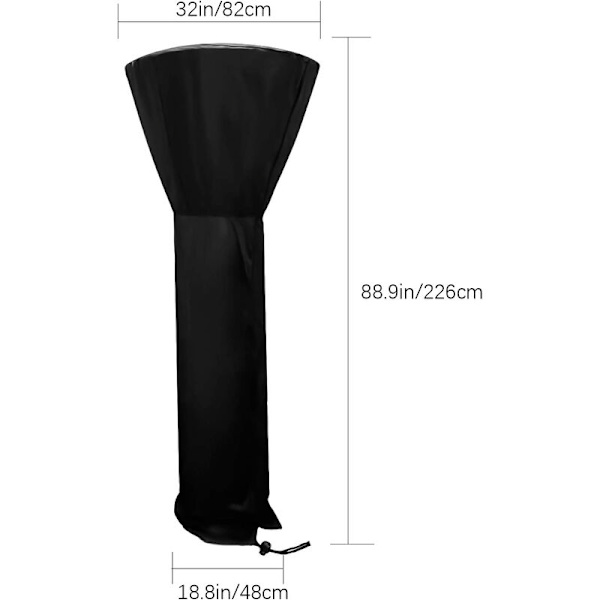 Rea 226x85x48cm uteplatsvärmareöverdrag 210D Oxfordtyg vindtätt vattentätt värmeöverdrag för utomhusvärmare