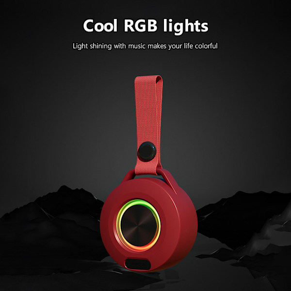 Bärbar trådlös Bluetooth-högtalare Bärbar högtalare med färgad Bluetooth 5.0 Special Holiday Gift（Röd）