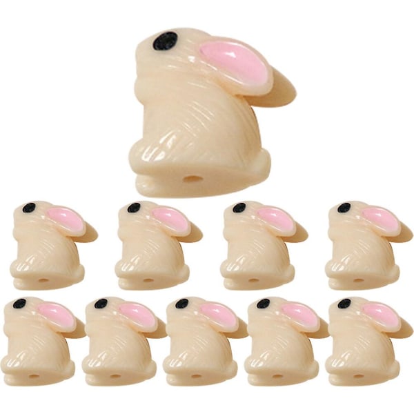 10 stykker kanin anheng harpiks kanin håndverk løse perler DIY dyrekjede anheng (1,7 x 1,4 cm, som vist på bildet)