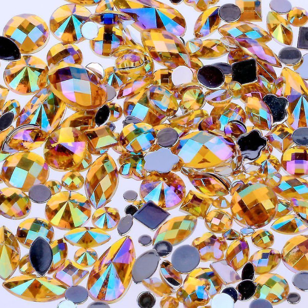 Lyse gule AB Diy Non hotfix Flatback akryl neglesteiner Rhinestones Gems for 3d negler kunst