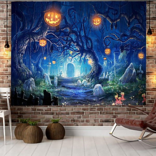 FlkwoH digital halloween gobelängtryck/väggdekoration bakgrundstyg butiksdekoration pumpa dra flagga Hållbar och praktisk