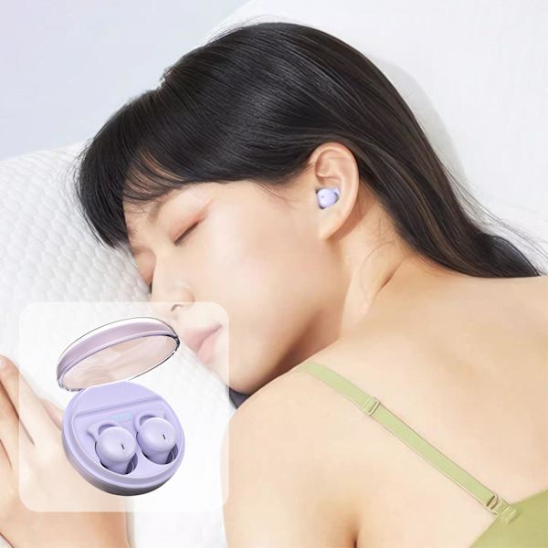 Sömnpluggar Trådlösa Bluetooth-headset Bluetooth 5.3 Mini In Ear Dubbla Mikrofon Bärbara Hörlurar För Att Sova（Lila）