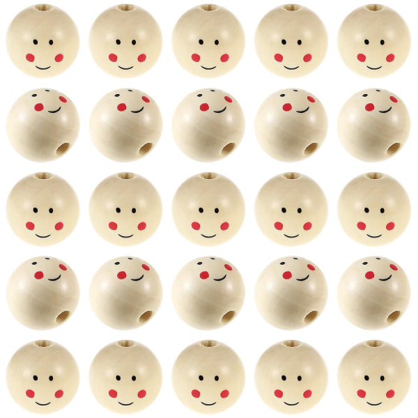 20 træperler smilende udtryk træperler løse perler Gør det selv-tilbehør (2,5x2,5 cm, som vist på billedet)