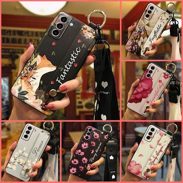 Kompatibelt Samsung S21-fodral, personligt Samsung S21 Tpu-fodral, ergonomisk design, gultåligt material, mjuk halkfri struktur (rosblomma)