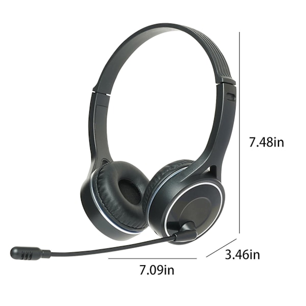 5.1 Hörlurar Trådlösa Bluetooth Hörlurar, All-Rar Tung Bas Plug-In-kort, 8-segments Infällbar Plug-In-kabel Med Svanhalsmikrofon（Svart）