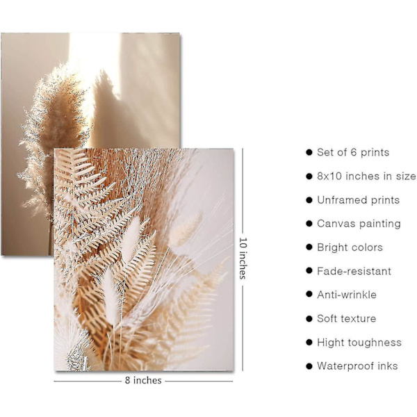 Naturväggkonsttryck Set med 6 Canvas Art Wall Decor Botaniska tryck