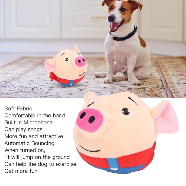 Uusi lemmikkipehmo, USB ladattava interaktiivinen pestävä sarjakuva Pig pehmoääninen elektroninen koiranlelu pennulle (punainen)
