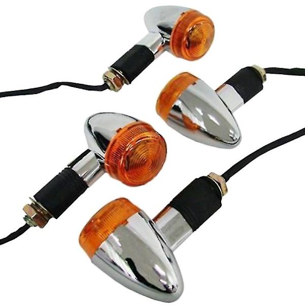 Motorcykel Blinkers Krom Fram Bak Ljus För Bobber Chopper(4st)