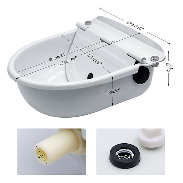 Automatisk Vatten Skål med Float Ko Dricka Vatten Skål för Gård Djur Ko Med Hål（Med Hål)