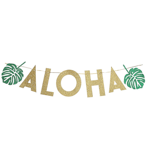 Glitter Aloha Hängande Flag Banner Girlang Tropiskt Tema Luau Hawaiiansk Fest Dekor Present Prydnad (Som Bild Visar)