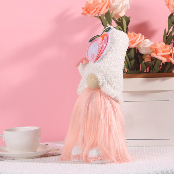 Gnomedocka stående pose persika tema polyester plysch ansiktslös dvärg skog äldre älv dekoration heminredning（Rosa）
