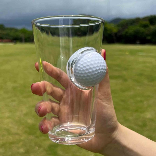 Pintglas med golfboll - 16 oz- glas för kaffe, te, mjölk, drycker, vin
