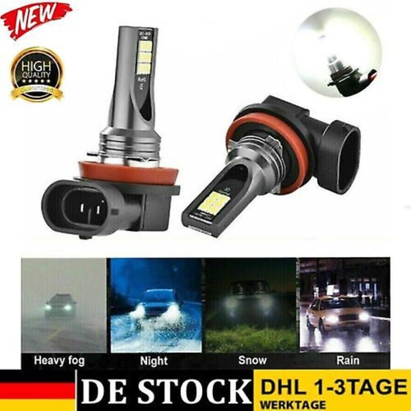 2pcs H11 H8 LED Headlight Kit High Low Beam Bulb Super Bright 6500K White 360000LM