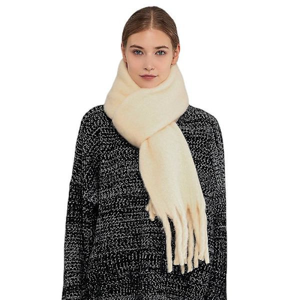 Ullblandad textil halsduk dam vinter ny mjuk enfärgad mohair halsduk halsduk varm sjal