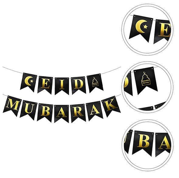 1 set Ramadan-dekoration Ramadan Eid-banderoller (20X16CM, som bilderna visar)